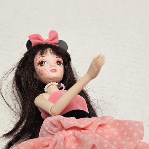 Pink Cuerpo Kurhn Mickey Minnie Mouse Doll Pink Dress Pearl Necklace Fashion - Picture 6 of 15